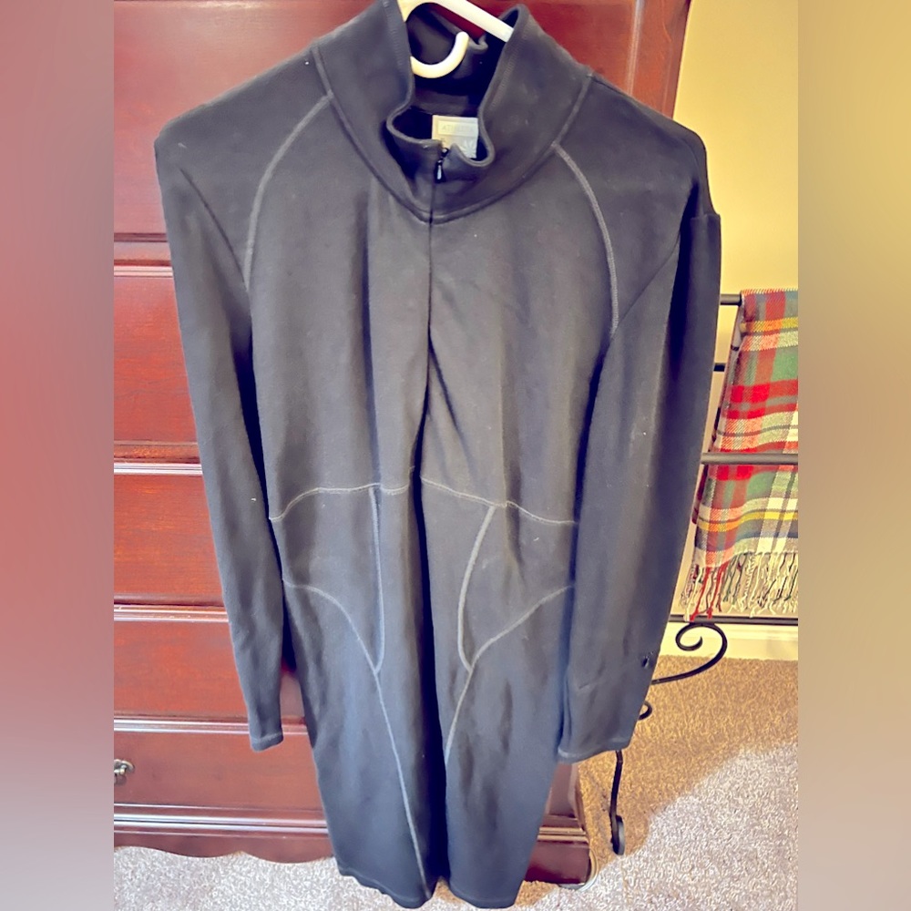 ATHLETA Basic Black Zip-Up Dress—Great for Travel! Size—XL